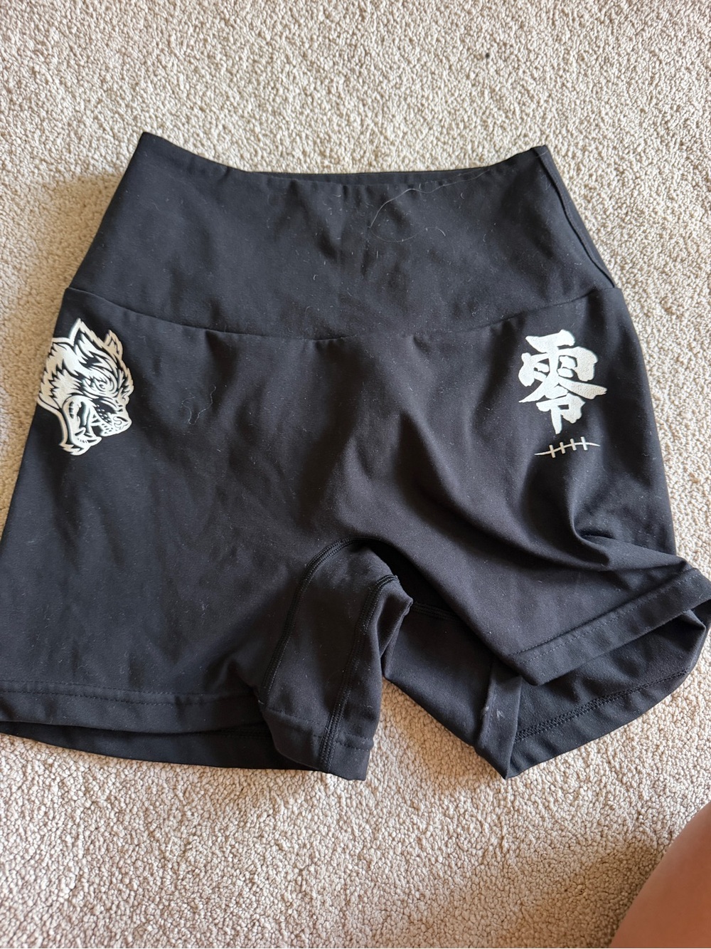 Black Women's High-Waist Athletic Shorts with Graphic Accent